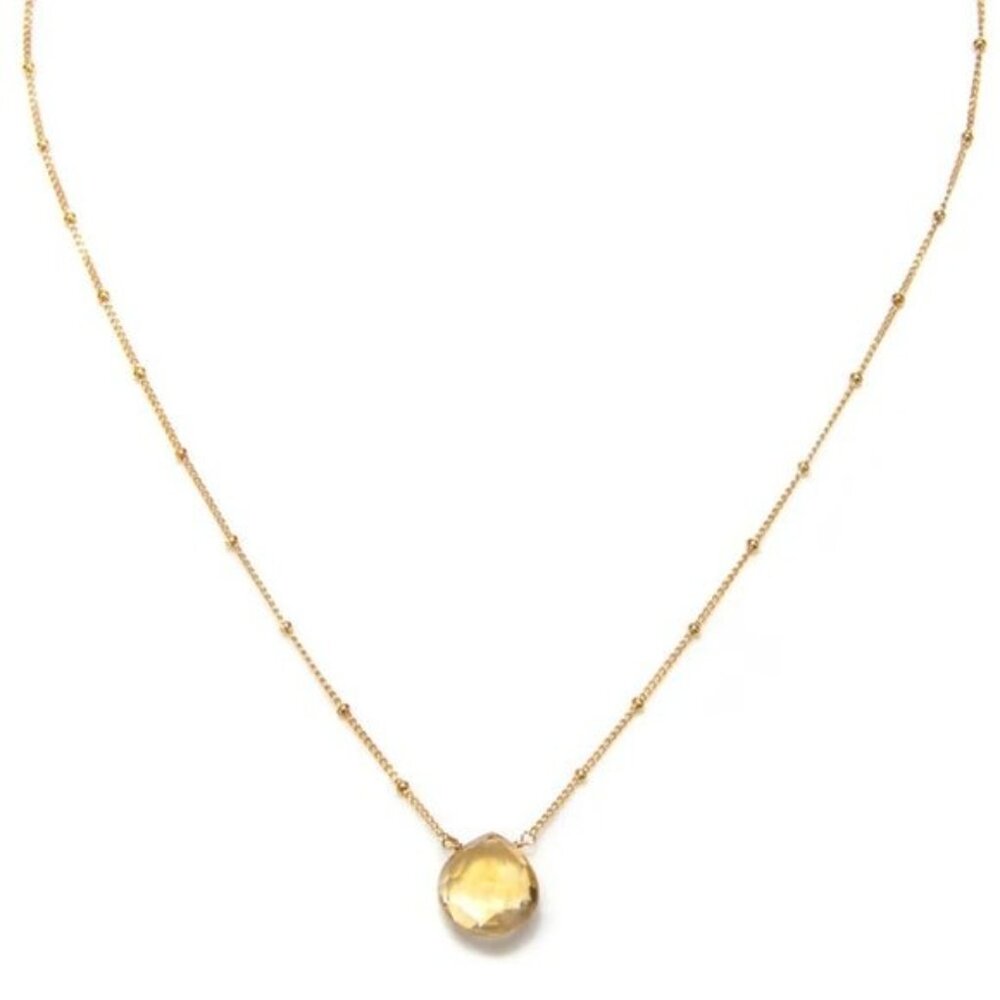 Citrine Pendant Necklace Gorgeous Everyday Necklace Waterproof Non-Tarnish Gold - Picture 9 of 12